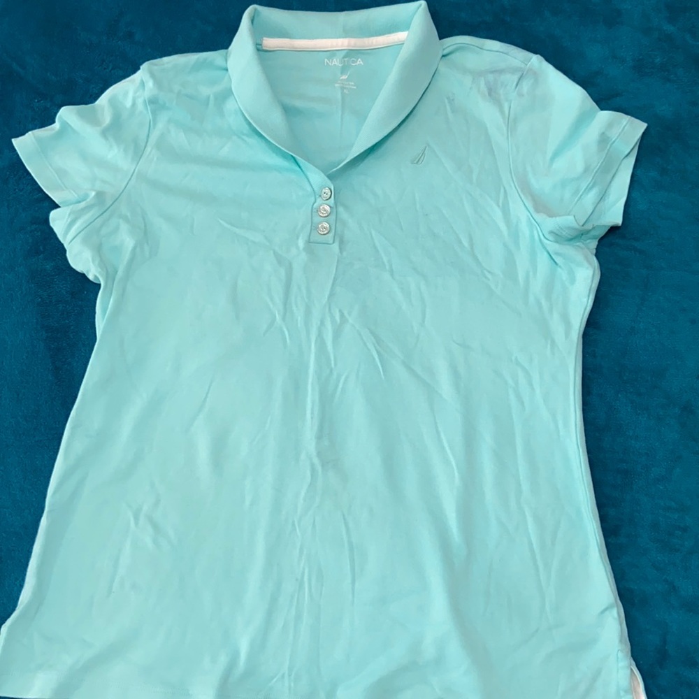 Nautica brand Soft Feminine Neckline  Polo w/Side Splits